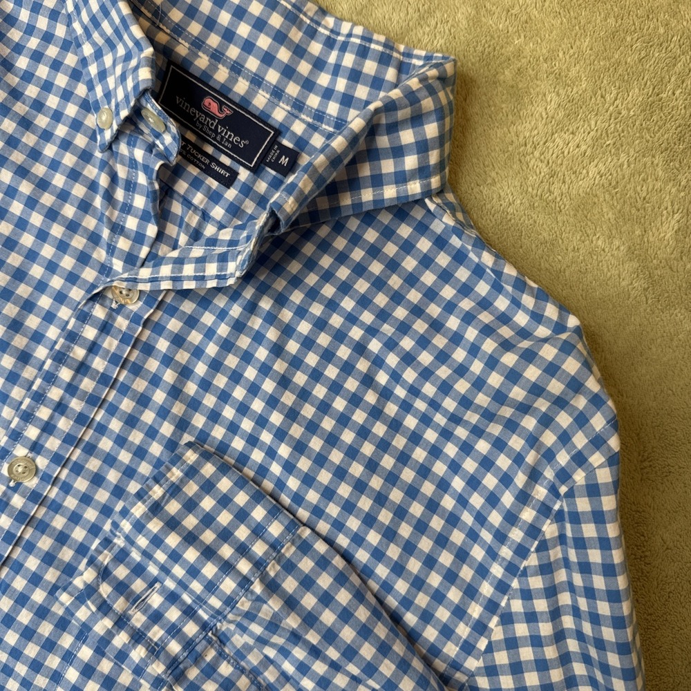 Vineyard Vines Slim Fit Tucker Shirt Men‎ M Blue white Long Sleeve button down